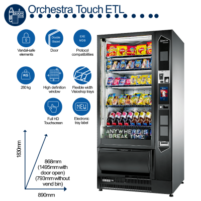 Necta ORCHESTRA TOUCH ETL Food, Snack & Cold Drink Vending Machine